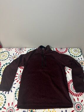 Eddie Bauer Radiator Sweater Fleece 1/4 Zip Pullover Med Burgundy Black